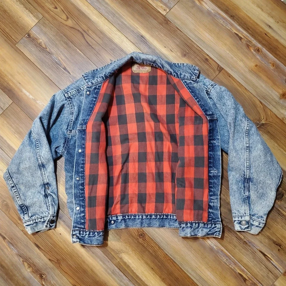 VTG Levis Trucker Jacket Acid Wash Blanket Lined Made in USA 70417 Type 3 80s